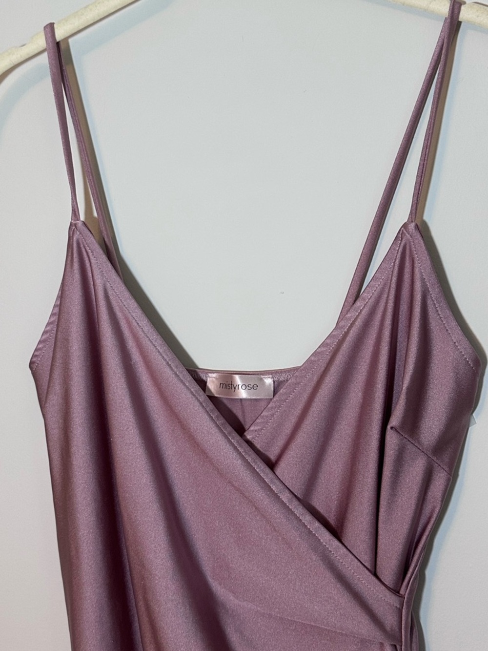 Misty Rose Womens Fitted Ruched Slit Dress in Shimmer Dusty Mauve Size S Party - Picture 3 of 10